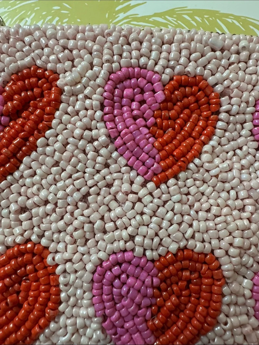 Pink Beaded Heart Zip Pouch
